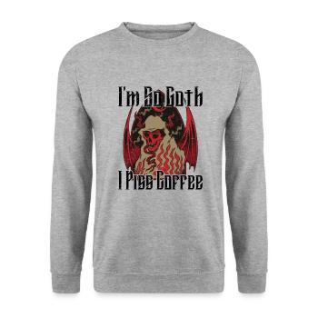 Satan Beelzebub Devil Gothic Pentagram Mystical - Unisex Sweatshirt - salt & pepper - Front - Alina (178cm) & Michal (187cm)