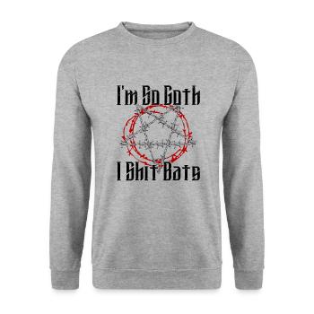 Satan Beelzebub Devil Gothic Pentagram Mystical - Unisex Sweatshirt - salt & pepper - Front - Alina (178cm) & Michal (187cm)