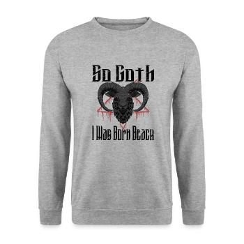 Satan Beelzebub Devil Gothic Pentagram Mystical - Unisex Sweatshirt - salt & pepper - Front - Alina (178cm) & Michal (187cm)