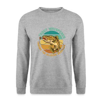 Fishing, Trout, Salmon, Fisherman, Angler, Perch - Unisex Sweatshirt - salt & pepper - Front - Alina (178cm) & Michal (187cm)