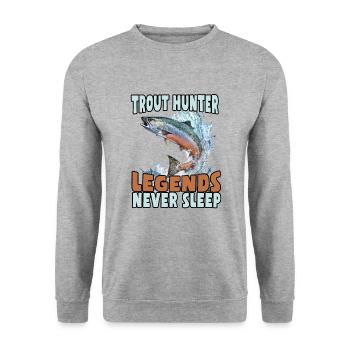 Fishing, Trout, Salmon, Fisherman, Angler, Perch - Unisex Sweatshirt - salt & pepper - Front - Alina (178cm) & Michal (187cm)