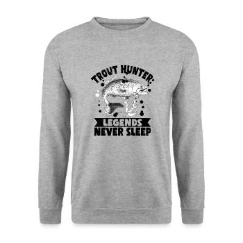 Fishing, Trout, Salmon, Fisherman, Angler, Perch - Unisex Sweatshirt - salt & pepper - Front - Alina (178cm) & Michal (187cm)