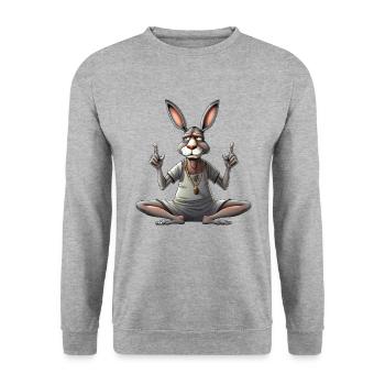 Yoga Esel - Unisex Pullover - Weißgrau meliert - Vorne - Alina (178cm) & Michal (187cm)