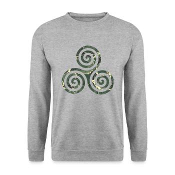 keltisches symbol triskele e 226 - Unisex Pullover - Weißgrau meliert - Vorne - Alina (178cm) & Michal (187cm)