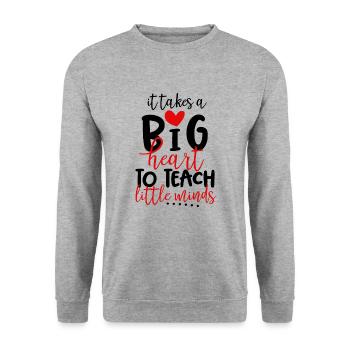 Cadeau coeur enseignant - Sweat-shirt Unisexe - gris chiné - Devant - Alina (178cm) & Michal (187cm)