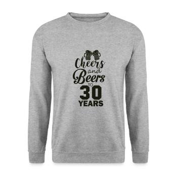 Cheers And Beers to 30 Years - Unisex Sweatshirt - salt & pepper - Front - Alina (178cm) & Michal (187cm)