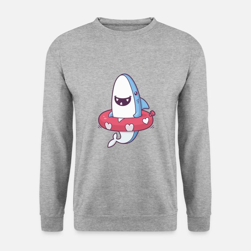 Hai-Sommerspaß - Unisex Pullover - Weißgrau meliert