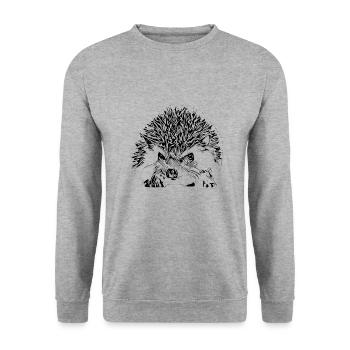 Igel - Unisex Pullover - Weißgrau meliert - Vorne - Alina (178cm) & Michal (187cm)