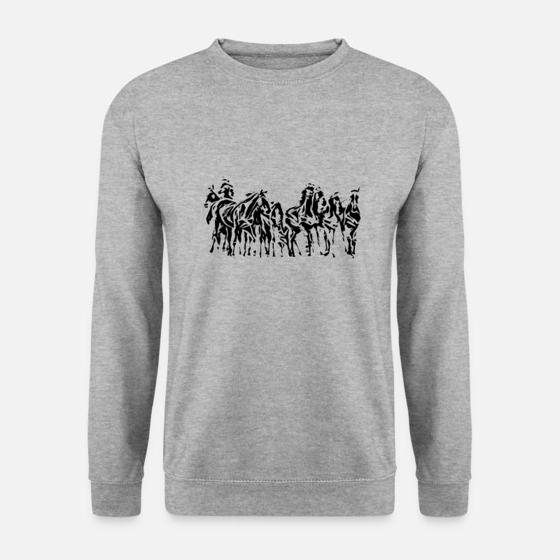 Wildpferde - Unisex Pullover - Weißgrau meliert