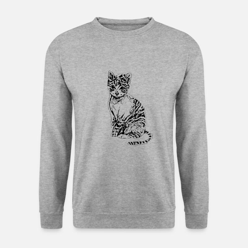 Katze - Unisex Pullover - Weißgrau meliert