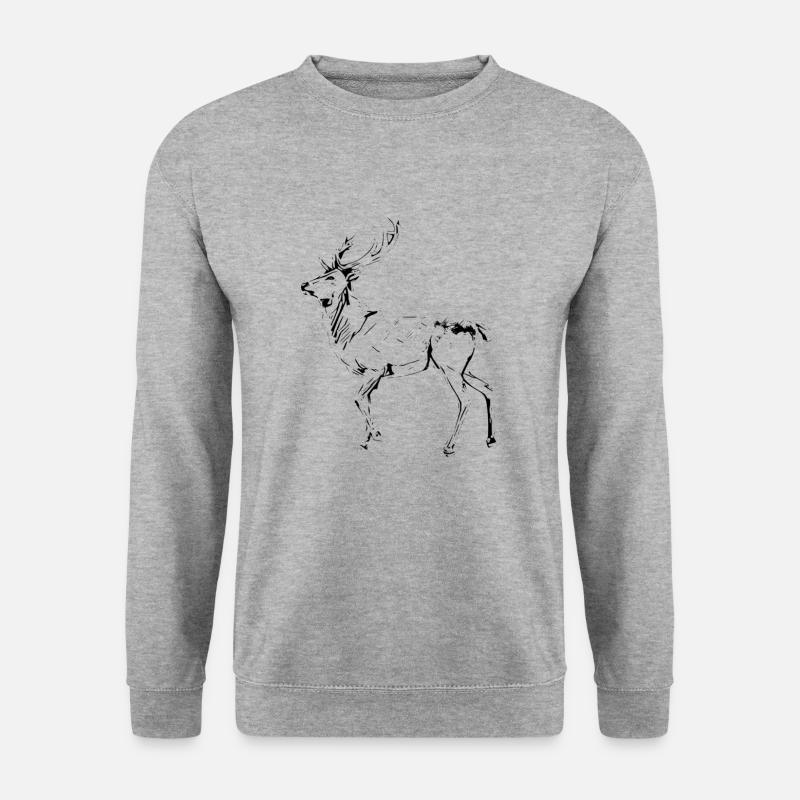 Hirsch - Unisex Pullover - Weißgrau meliert