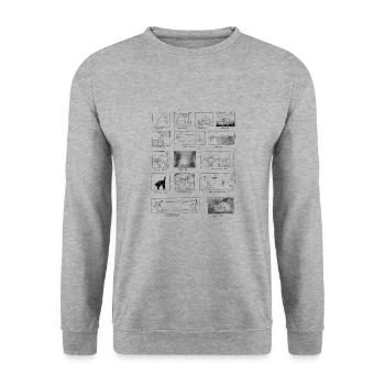 Synthesizer Cat Producer Analog Synth Studio Gear - Unisex Sweatshirt - salt & pepper - Front - Alina (178cm) & Michal (187cm)
