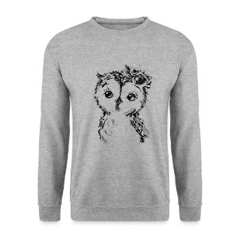 ugle - Unisex sweater - hvidgrå meleret - Foran - Alina (178cm) & Michal (187cm)