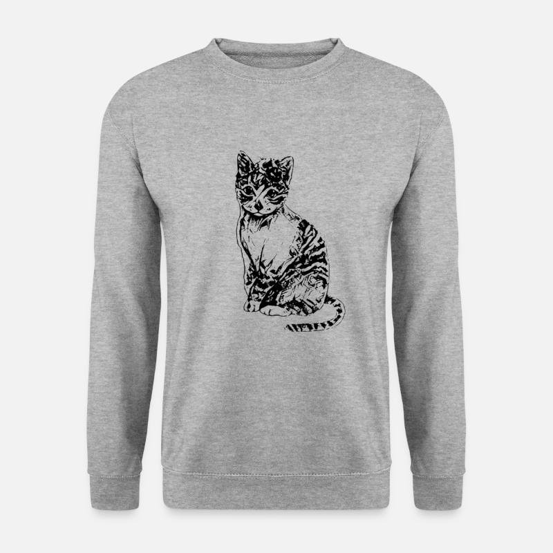 Katzen - Unisex Pullover - Weißgrau meliert