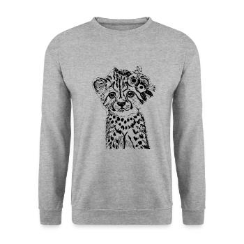 Guépard - Sweat-shirt Unisexe - gris chiné - Devant - Alina (178cm) & Michal (187cm)