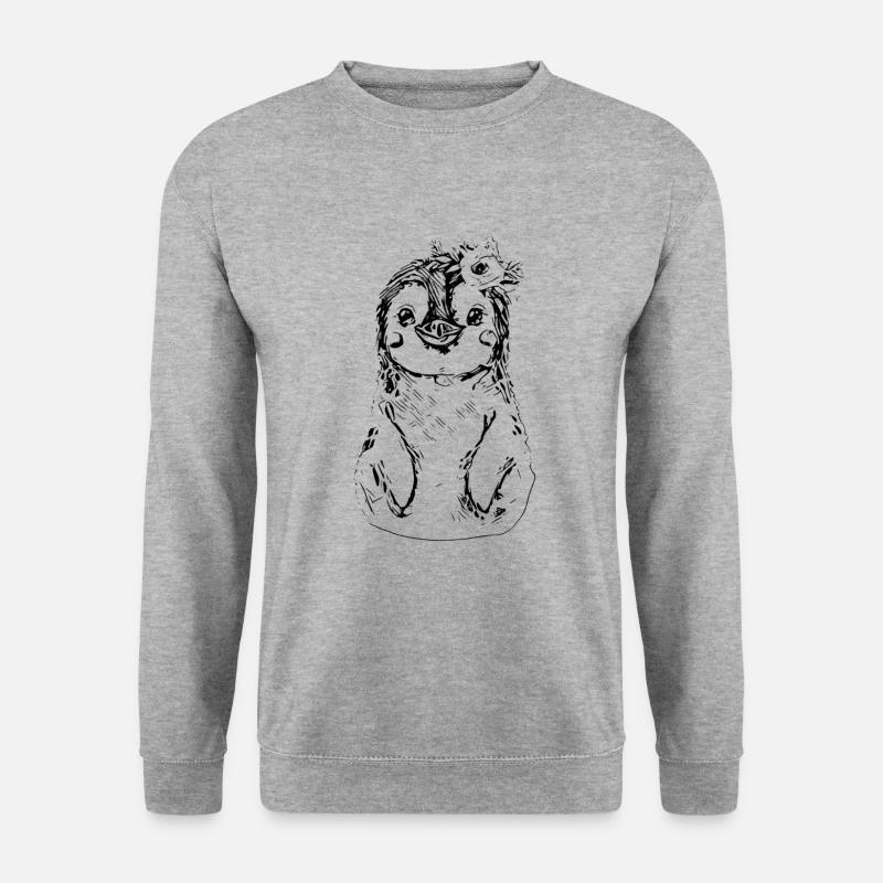 Pinguin - Unisex Pullover - Weißgrau meliert