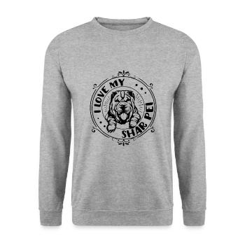 J'adore mon Shar Pei - Sweat-shirt Unisexe - gris chiné - Devant - Alina (178cm) & Michal (187cm)