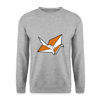 Origami crane bird - Unisex Sweatshirt - salt & pepper - Front - Alina (178cm) & Michal (187cm)