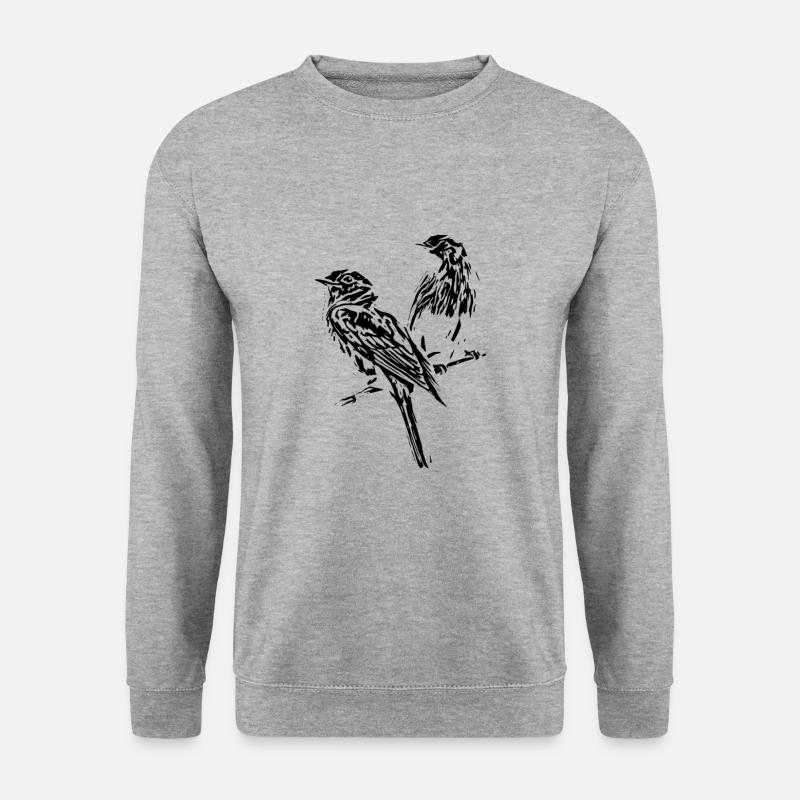 Vögel - Unisex Pullover - Weißgrau meliert