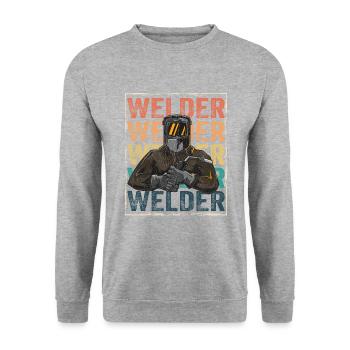 Soudeur Rétro - Sweat-shirt Unisexe - gris chiné - Devant - Alina (178cm) & Michal (187cm)