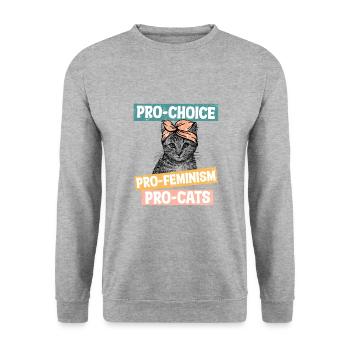 Pro Choice Pro Feminism Pro Cats - Unisex Sweatshirt - salt & pepper - Front - Alina (178cm) & Michal (187cm)