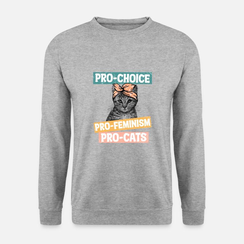 Pro Choice Pro Feminism Pro Katzen - Unisex Pullover - Weißgrau meliert