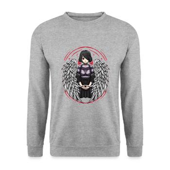 Emo Girls Fashion Egirl Sad - Unisex Pullover - Weißgrau meliert - Vorne - Alina (178cm) & Michal (187cm)
