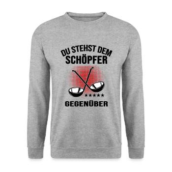 Koch Hobbykoch Chefkoch Suppenkelle "Schöpfer" - Unisex Pullover - Weißgrau meliert - Vorne - Alina (178cm) & Michal (187cm)
