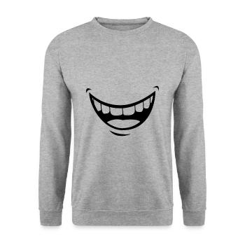 Smile - funny smile covid - Unisex Sweatshirt - salt & pepper - Front - Alina (178cm) & Michal (187cm)