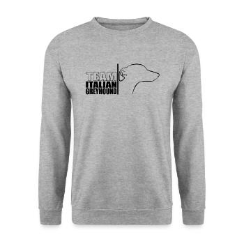 TEAM Italian Greyhound Hunde Hund Wilsigns - Unisex Pullover - Weißgrau meliert - Vorne - Alina (178cm) & Michal (187cm)