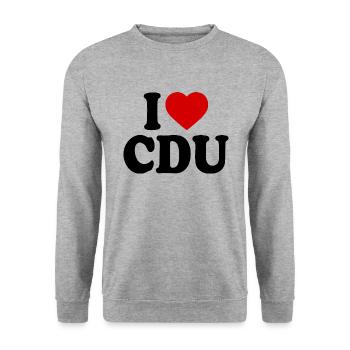 I love cdu - Unisex Pullover - Weißgrau meliert - Vorne - Alina (178cm) & Michal (187cm)