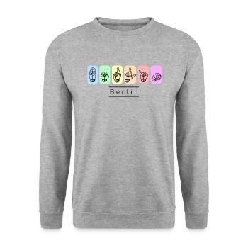 Berlin - Sign Language - dgs-streetwear - Unisex Sweatshirt - salt & pepper - Front - Alina (178cm) & Michal (187cm)