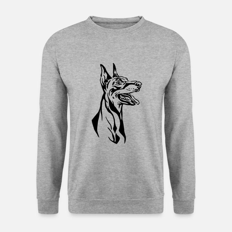 Dobermann - Unisex Pullover - Weißgrau meliert