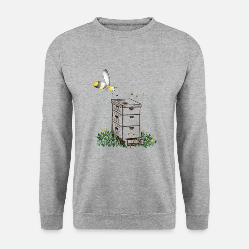 Imker Honigbiene Biene mit Stock - Unisex Pullover - Weißgrau meliert