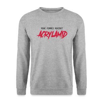 Rohe Pommes Against Acrylamid - Unisex Pullover - Weißgrau meliert - Vorne - Alina (178cm) & Michal (187cm)