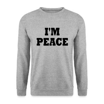 I'm peace - Sweat-shirt Unisexe - gris chiné - Devant - Alina (178cm) & Michal (187cm)
