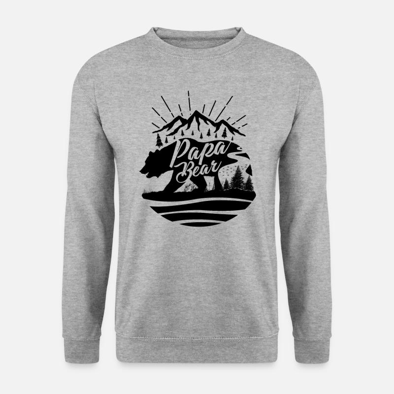 Papa Bär T-Shirt - Vatertag / Papas Geburtstag - Unisex Pullover - Weißgrau meliert