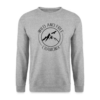 Chamonix des montagnes sauvages et libres en France - Sweat-shirt Unisexe - gris chiné - Devant - Alina (178cm) & Michal (187cm)