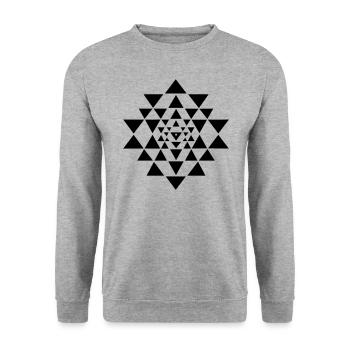 Tableau énergétique du bouddhisme Shri Yantra Yoga - Sweat-shirt Unisexe - gris chiné - Devant - Alina (178cm) & Michal (187cm)