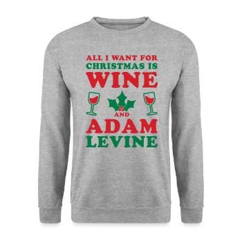 Tout ce que je veux pour Noël, c’est du vin et Adam Levine - Sweat-shirt Unisexe - gris chiné - Devant - Alina (178cm) & Michal (187cm)