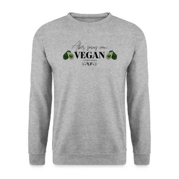 Vegan Design - Unisex Pullover - Weißgrau meliert - Vorne - Alina (178cm) & Michal (187cm)