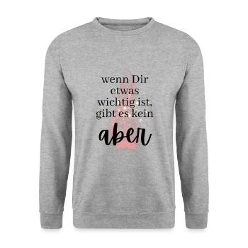 POSITIVE EINSTELLUNG MINDSET Motivation - Unisex Pullover - Weißgrau meliert - Vorne - Alina (178cm) & Michal (187cm)