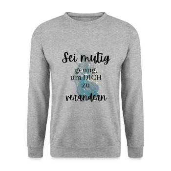 POSITIVE EINSTELLUNG MINDSET Motivation - Unisex Pullover - Weißgrau meliert - Vorne - Alina (178cm) & Michal (187cm)