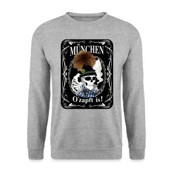 O´zapft is! - Unisex Pullover - Weißgrau meliert - Vorne - Alina (178cm) & Michal (187cm)