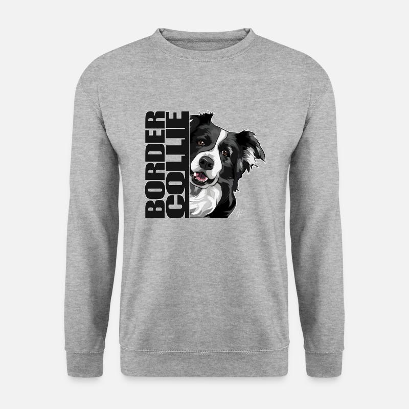BORDER COLLIE DA Wilsigns Hundemotiv Hütehund - Unisex Pullover - Weißgrau meliert