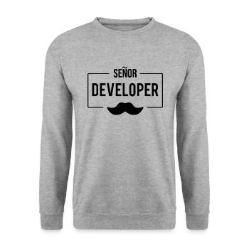 Senor Developer - Unisex Sweatshirt - salt & pepper - Front - Alina (178cm) & Michal (187cm)