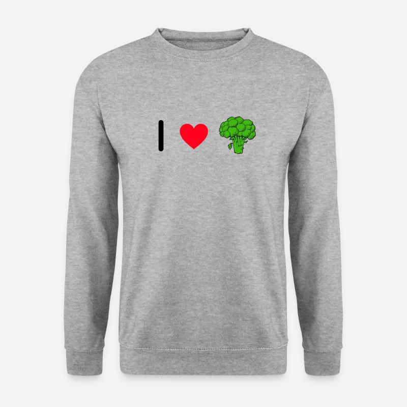 Ich liebe Brokkoli - Unisex Pullover - Weißgrau meliert