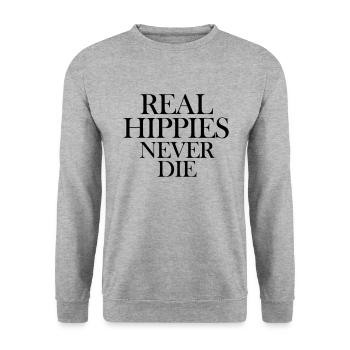 real hippies never die - Sweat-shirt Unisexe - gris chiné - Devant - Alina (178cm) & Michal (187cm)