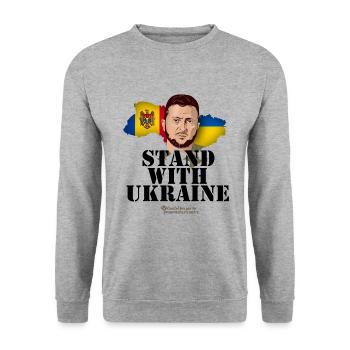 Ukraine Selenskyj T-Shirt Moldova - Unisex Pullover - Weißgrau meliert - Vorne - Alina (178cm) & Michal (187cm)