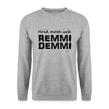 Sächsisch - Dialekt - Spruch - Unisex Pullover - Weißgrau meliert - Vorne - Alina (178cm) & Michal (187cm)